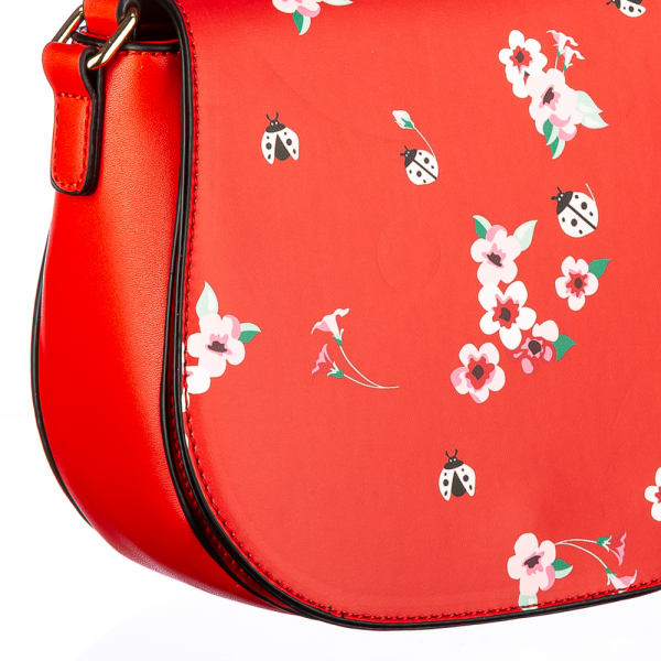 Flower Piros műbőr női táska, 3 - Kalapod.hu